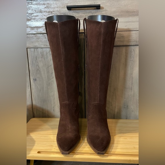 Crown Vintage Sila 2 Western Brown Suede Knee-High Boots - Picture 2 of 4